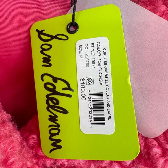 Sam Edelman Faux Fur Curly Oversized Collar Coat Women's Medium Pink NEW $180 - Picture 9 of 16